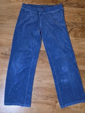 Juicy Couture Blue Velour Wide Leg Sweatpants